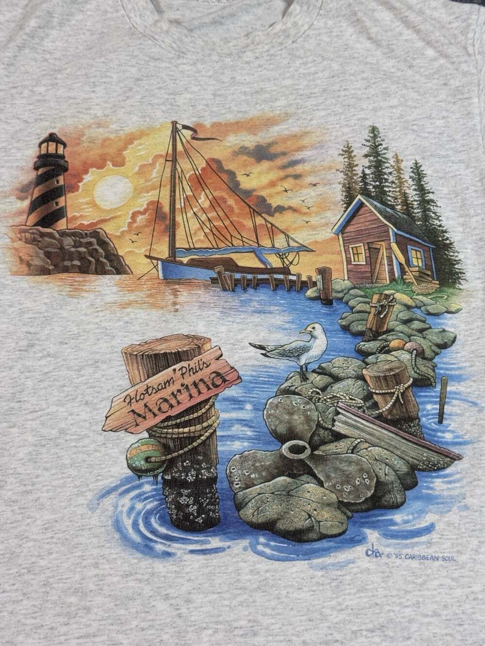 Vintage Single Stitch Sailing Ocean Nature Tshirt Size Large - Picture 10 of 11